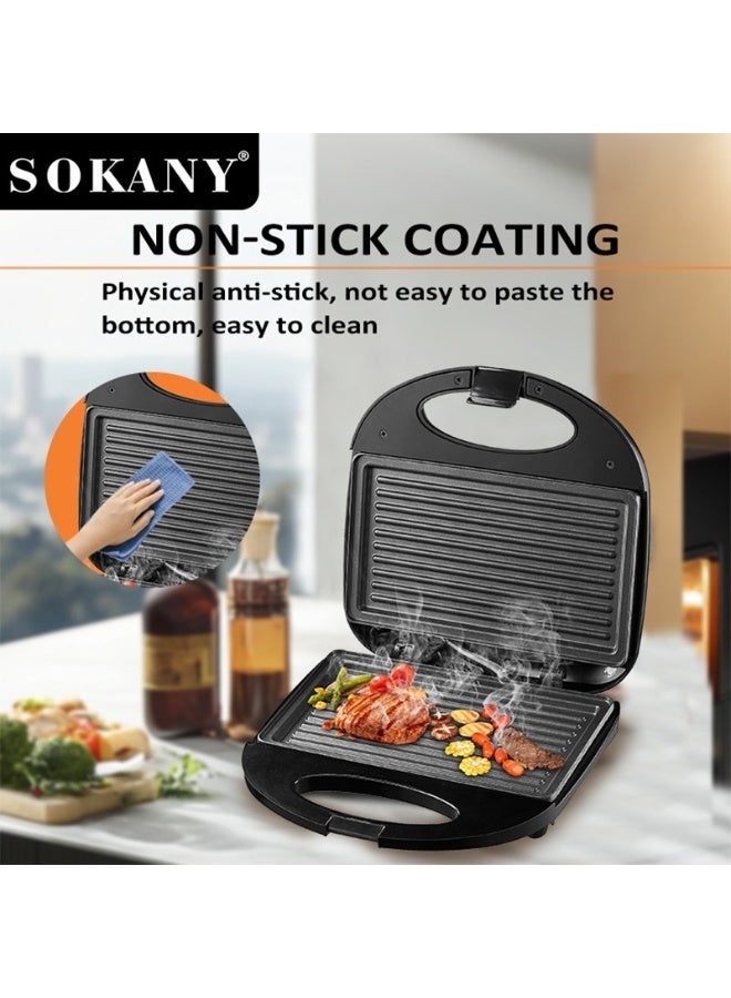 sokany 2 Slice Grill Maker Sandwich Maker, Bread Toaster, Non-Stick Plates for Easy Release and Quick Cleanup, 800 W - Image 2